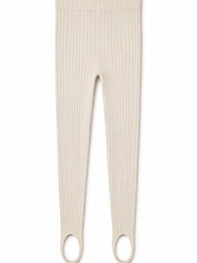 Zara Limitless Contour Ribbed Stirrup Leggings Cream NWT XS/S Rare